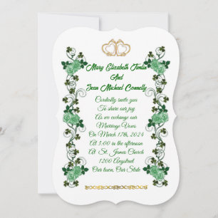 Irish Wedding-uitnodiging shamrocks en groene roze Kaart