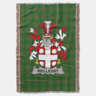 Irish Wellesby Coat of Arms Family Crest Ireland Deken