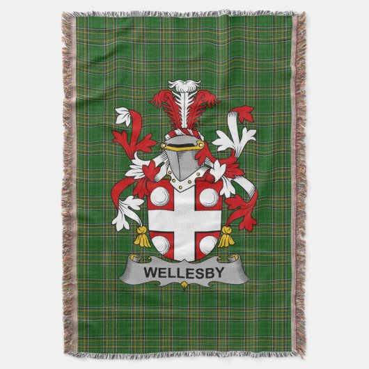 Irish Wellesby Coat of Arms Family Crest Ireland Deken (Voorkant Verticaal)