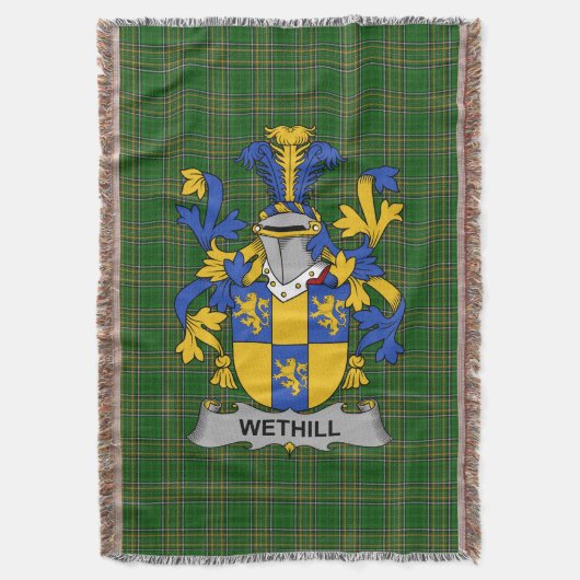 Irish Wethill Coat of Arms Family Crest Ireland Deken (Voorkant Verticaal)