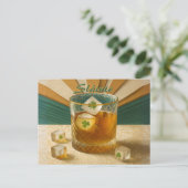 Irish Whiskey Tumbler Shamrock Ice "Sláinte!" Briefkaart (Staand voorkant)