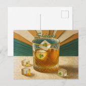 Irish Whiskey Tumbler Shamrock Ice "Sláinte!" Briefkaart (Voorkant / Achterkant)