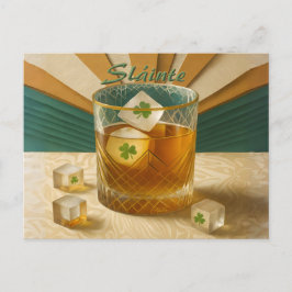 Irish Whiskey Tumbler Shamrock Ice "Sláinte!" Briefkaart
