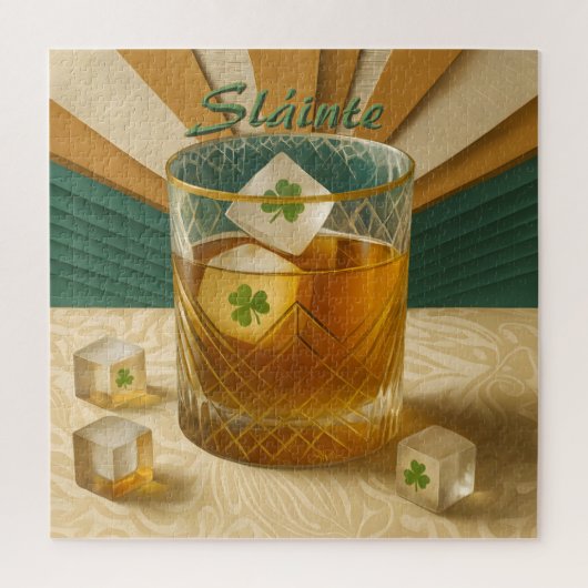 Irish Whiskey Tumbler Shamrock Ice "Sláinte!" Legpuzzel (Verticaal)