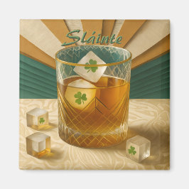 Irish Whiskey Tumbler Shamrock Ice "Sláinte!" Magneet