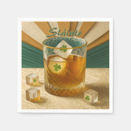 Irish Whiskey Tumbler Shamrock Ice "Sláinte!" Servet