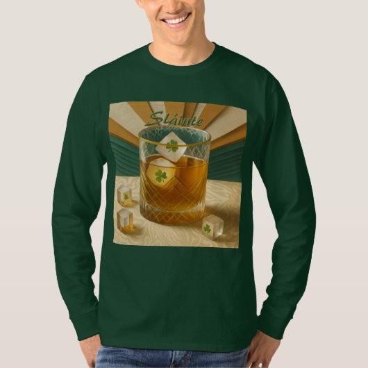 Irish Whiskey Tumbler Shamrock Ice "Sláinte!" T-shirt (Voorkant)