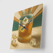 Irish Whiskey Tumbler Shamrock Ice "Sláinte!" Vierkante Klok (Hoek)
