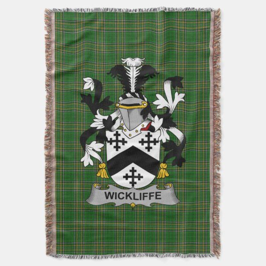 Irish Wickliffe Coat of Arms Family Crest Ireland Deken (Voorkant Verticaal)