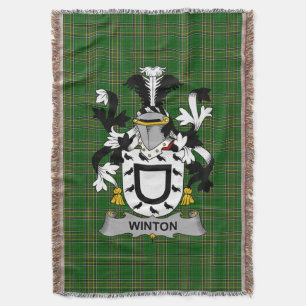 Irish Winton Coat of Arms Family Crest Ireland Deken