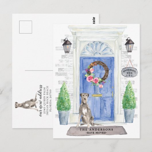 Irish Wolf Hound Moving Announcement Briefkaart (Voorkant / Achterkant)