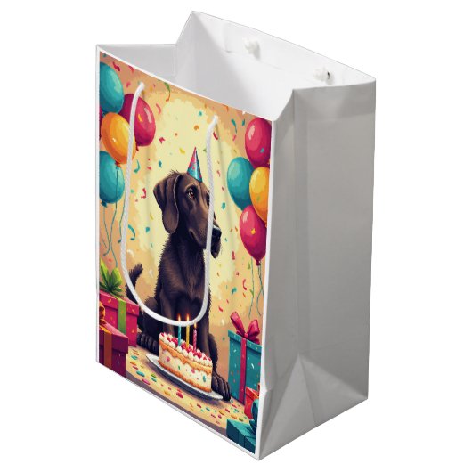 Irish Wolfhound Birthday Celebration Medium Cadeauzakje (Voorkant Gekanteld)