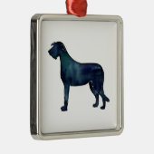 Irish Wolfhound Black Waterverf Silhouette Metalen Ornament (Rechts)