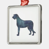 Irish Wolfhound Black Waterverf Silhouette Metalen Ornament (Links)