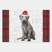 Irish Wolfhound Christmas Dog Red Holiday Plaid Inpakpapier Vel (Voorkant)