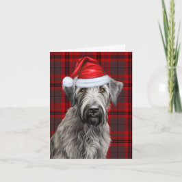 Irish Wolfhound Christmas Dog Red Plaid Christmas Feestdagen Kaart