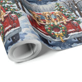 Irish Wolfhound Christmas Red Truck Holiday Gift Cadeaupapier (Rol Hoek)