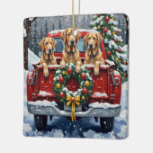 Irish Wolfhound Christmas Red Truck Holiday Gift Keramisch Ornament (Links)