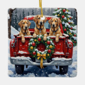 Irish Wolfhound Christmas Red Truck Holiday Gift Keramisch Ornament (Voorkant)