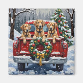 Irish Wolfhound Christmas Red Truck Holiday Gift Magneet (Voorkant)