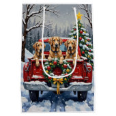 Irish Wolfhound Christmas Red Truck Holiday Gift Medium Cadeauzakje (Achterkant)