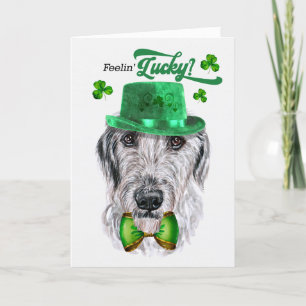 Irish Wolfhound Dog Feelin' Lucky St Patrick's Day Feestdagen Kaart
