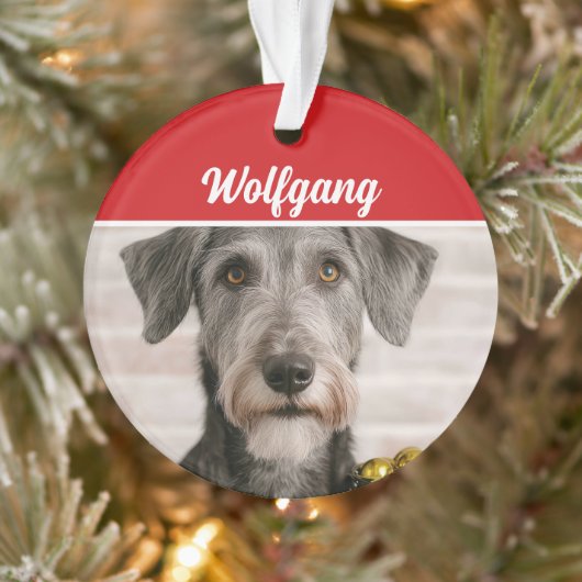 Irish Wolfhound Dog Holiday Photo Christmas Ornament (Boom)
