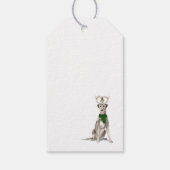Irish Wolfhound Dog in Antlers kerst Cadeaulabel (Achterkant)