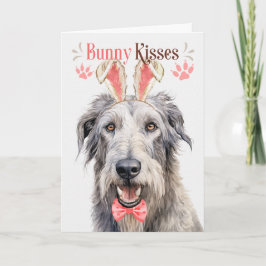 Irish Wolfhound Dog in Bunny Ears voor Pasen Feestdagen Kaart