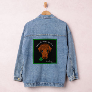 Irish Wolfhound Dog met Shamrock en Jouw naam Denim Jacket