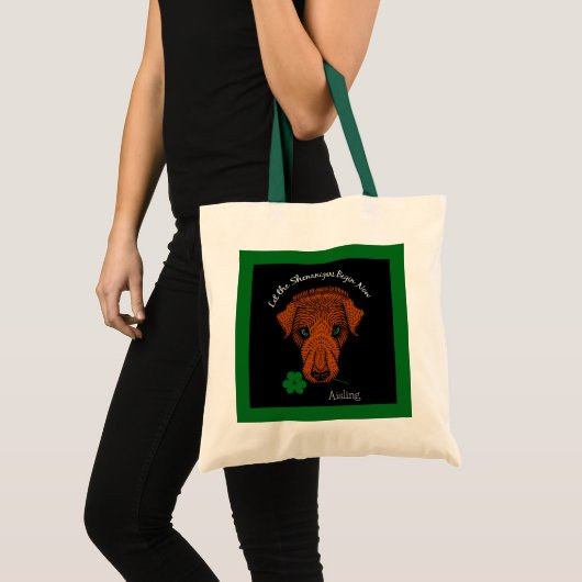 Irish Wolfhound Dog met Shamrock en Jouw naam Tote Bag (Voorkant (product))