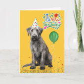 Irish Wolfhound Dog Party Hat Yellow Birthday Kaart (Voorkant)