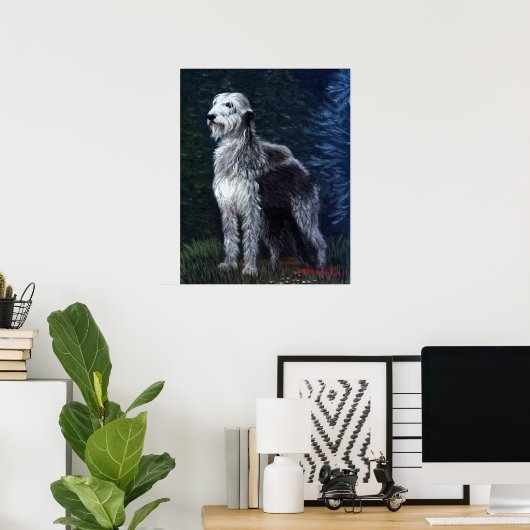 Irish Wolfhound Dog Portrait Poster (Thuiskantoor)
