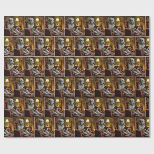 Irish Wolfhound Dog Reading a Book  Cadeaupapier (Vlak)