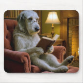 Irish Wolfhound Dog Reading a Book  Muismat (Voorkant)