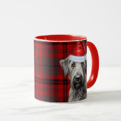 Irish Wolfhound Dog Red Plaid Christmas Mok (Voorkant rechts)