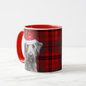 Irish Wolfhound Dog Red Plaid Christmas Mok (Voorkant links)