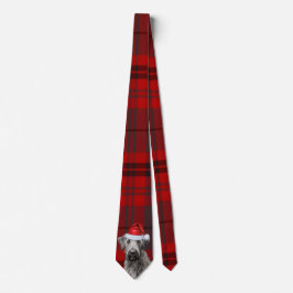 Irish Wolfhound Dog Red Plaid Christmas Stropdas