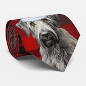 Irish Wolfhound Dog Red Plaid Christmas Stropdas (Opgerold)