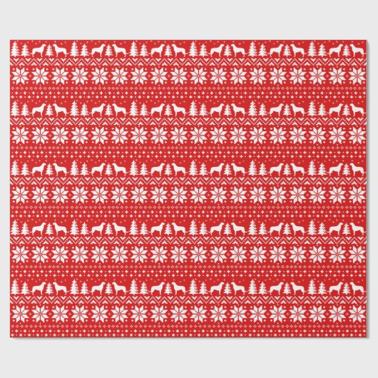 Irish Wolfhound Dog Silhouettes Kerstfeestdag Cadeaupapier (Vlak)