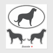 Irish Wolfhound Dog Silhouettes Vinyl Sticker Set (Vel)
