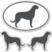 Irish Wolfhound Dog Silhouettes Vinyl Sticker Set (Voorkant)