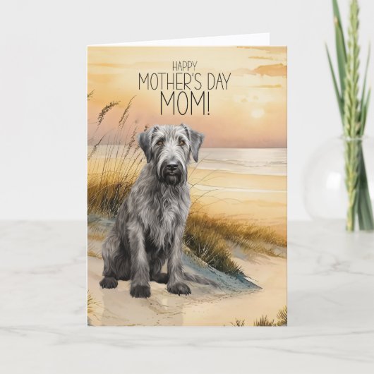 Irish Wolfhound Dog Sunset Beach Mother's Day Feestdagen Kaart (Voorkant)