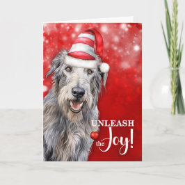 Irish Wolfhound Dog Unleash the Joy Christmas Feestdagen Kaart