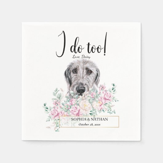 Irish Wolfhound Dog Wedding Cocktail Napkins Servet (Voorkant)