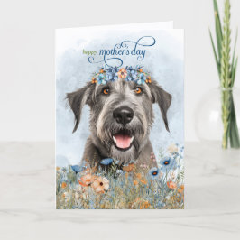 Irish Wolfhound Dog Wildflowers Mother's Day Feestdagen Kaart