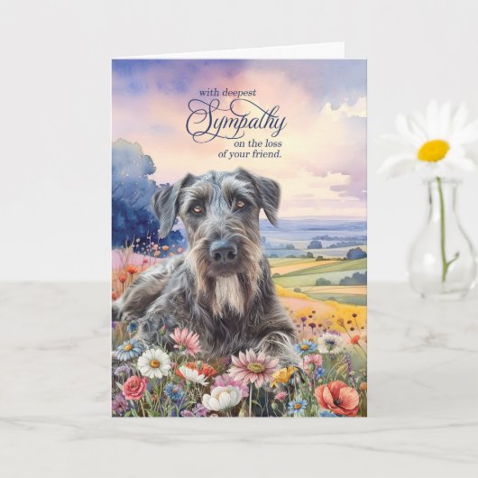 Irish Wolfhound Dog with Wildflowers Pet Sympathy Kaart (Kleine Plant)