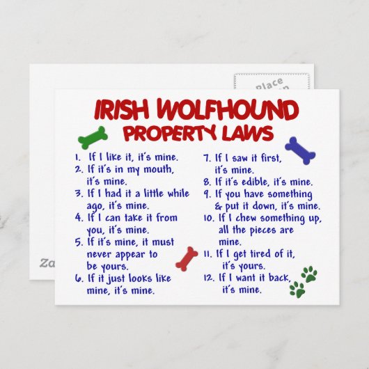 IRISH WOLFHOUND-eigendomswetten 2 Briefkaart (Voorkant / Achterkant)
