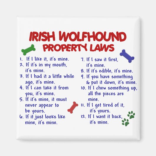 IRISH WOLFHOUND-eigendomswetten 2 Magneet (Voorkant)