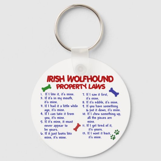 IRISH WOLFHOUND-eigendomswetten 2 Sleutelhanger (Voorkant)